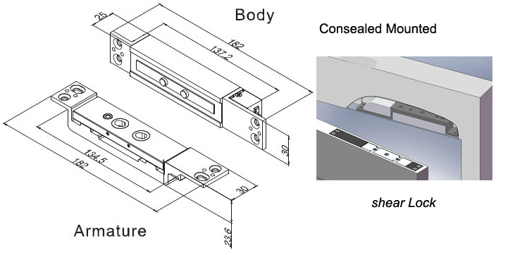 Electromagnetic(Shear) lock -Concealed Mount(图1)