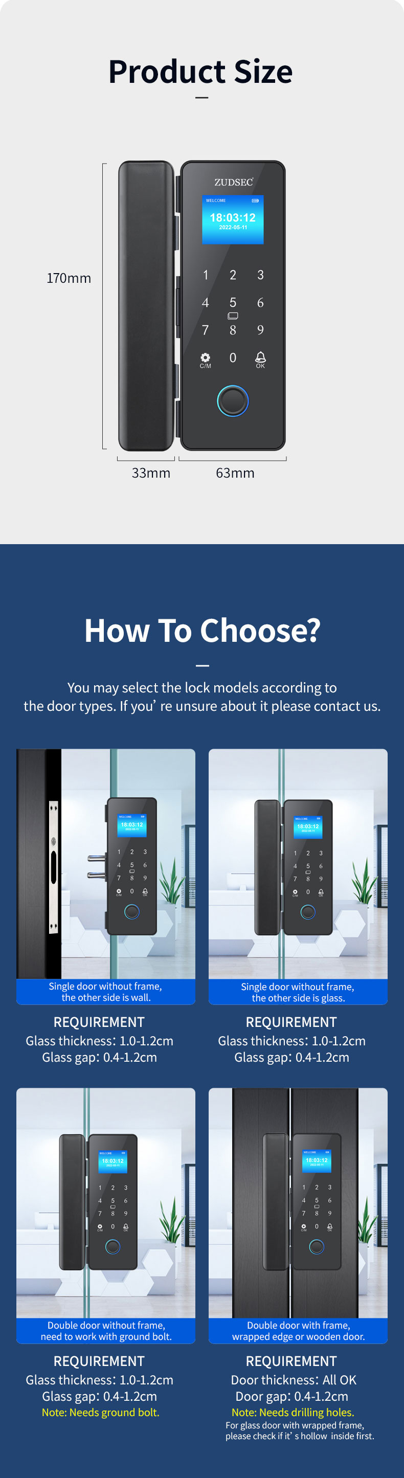 Intelligent Glass Door Fingerprint Lock(图6)