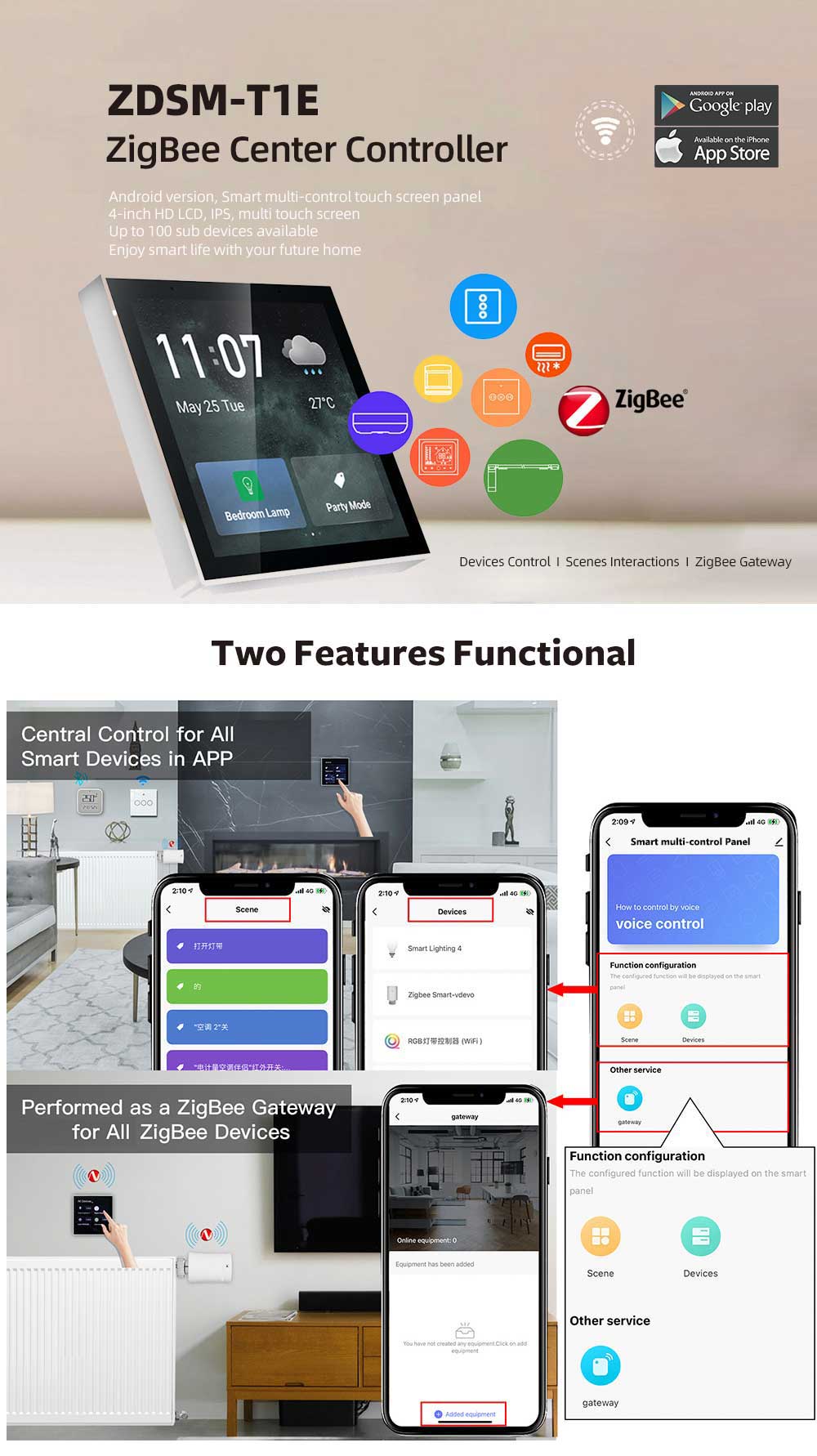 Zigbee Touch Screen Center Controller -Wireless Connection(图1)